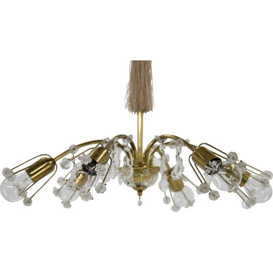 Image 1 of Vintage chandelier with 6 flames in lacquered brass by Emil Stejnar for Rupert Nikoll, Austria 1950