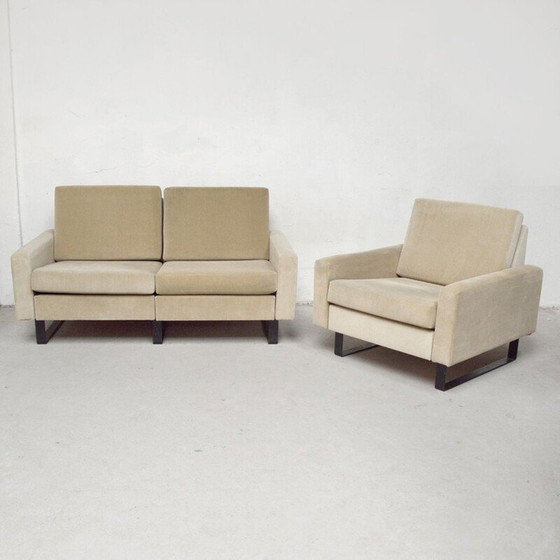 Image 1 of Vintage living room velvet fabric in beige colors by Friedrich Wilhelm Möller for Kor, Germany 1960