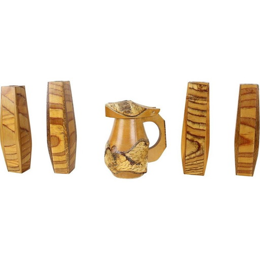 Objetos antiguos de madera hechos a mano, Checoslovaquia, 1950