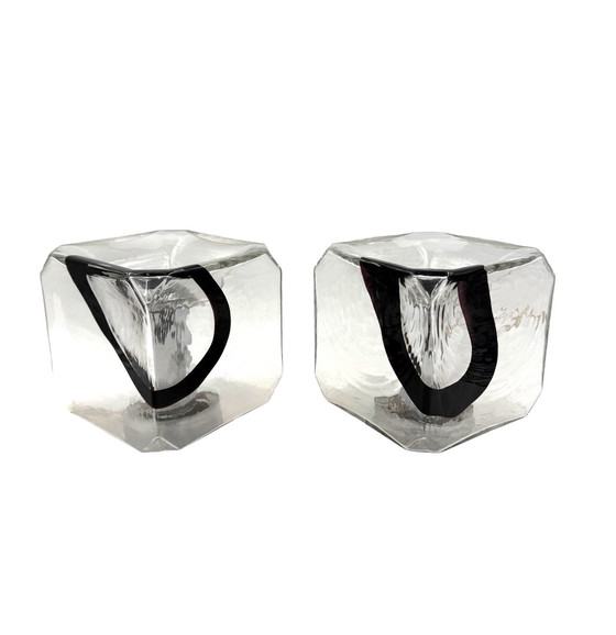 Image 1 of Par de lámparas de cristal soplado de Murano, Murano, Italia, década de 1970