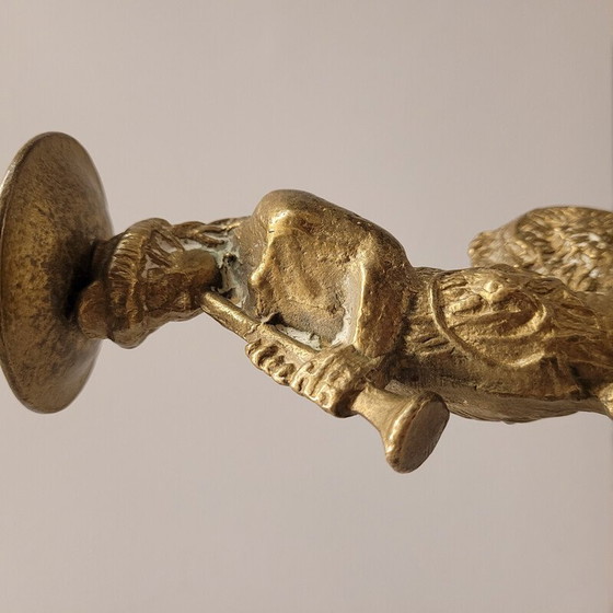 Image 1 of Pair of vintage “Tritons” bronze candlesticks, France