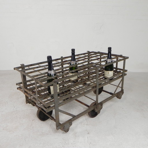 Industrial Wine Cart For 50 Wine Bottles, 1930s