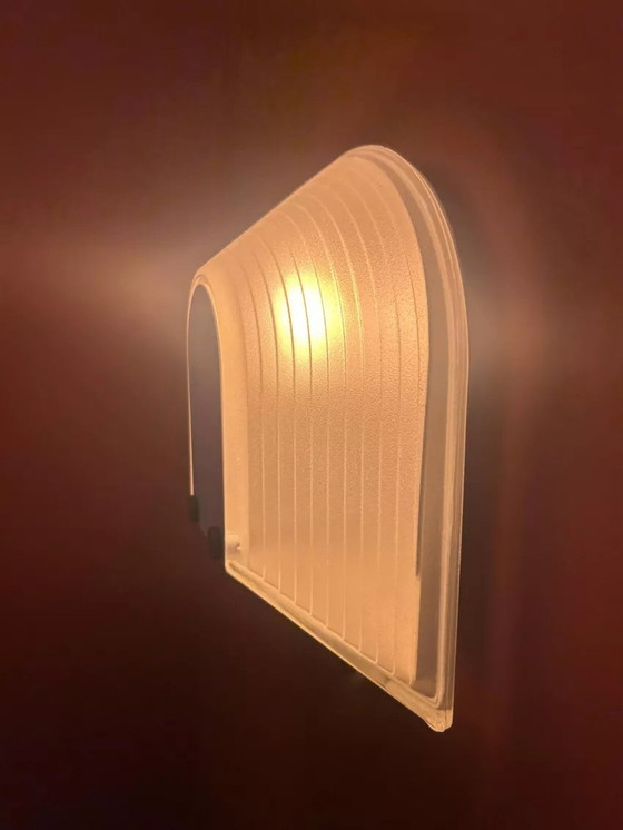 Image 1 of 2X Vintage "Tesi" Sablé Glass Wall Lamps By Roberto Fiorato For Prisma