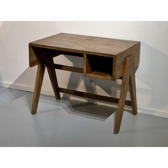Image 1 of Vintage teak wood desk by Pierre Jeanneret, 1952
