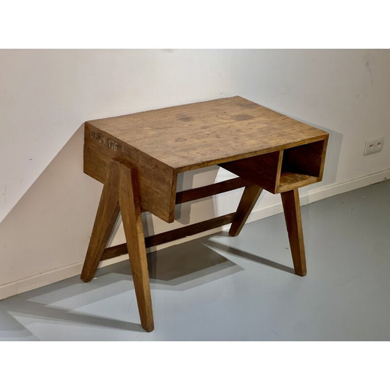 Image 1 of Vintage teak wood desk by Pierre Jeanneret, 1952