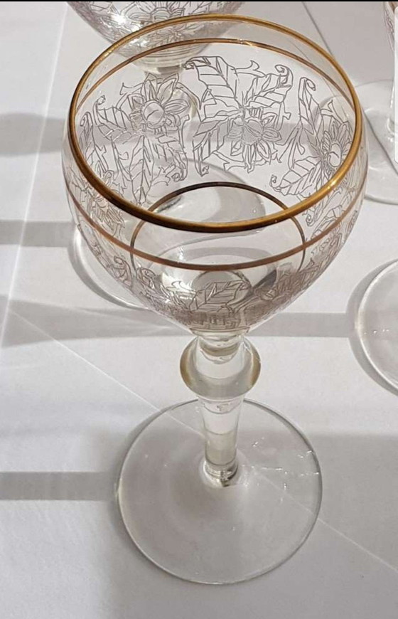 Image 1 of Bicchieri da vino incisi in oro vintage 