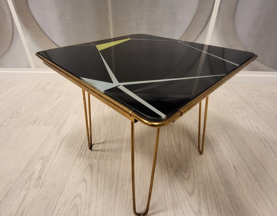 Image 1 of Vintage Coffee Table - Brass - Glass - 1950
