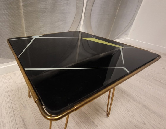Image 1 of Vintage Coffee Table - Brass - Glass - 1950