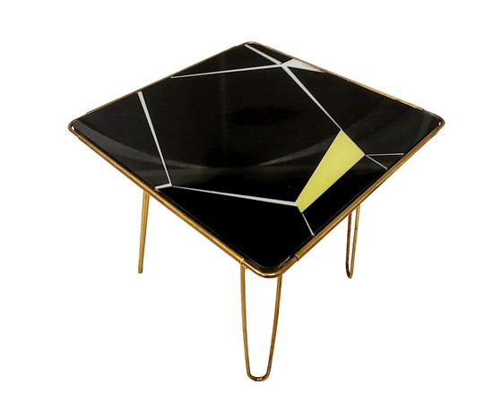 Image 1 of Vintage Coffee Table - Brass - Glass - 1950