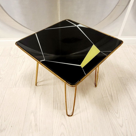 Image 1 of Vintage Coffee Table - Brass - Glass - 1950