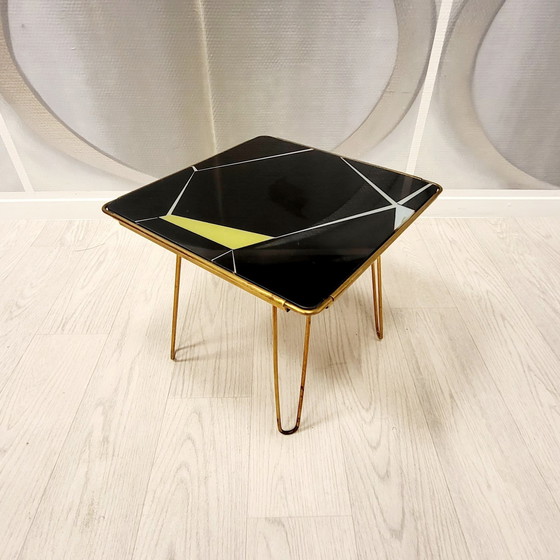 Image 1 of Vintage Coffee Table - Brass - Glass - 1950