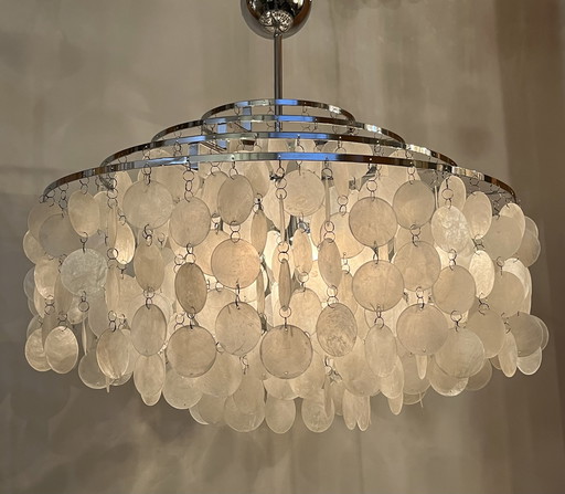 Lampada a sospensione vintage in conchiglia Capiz, lampadario in madreperla opalina 