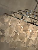 Vintage capiz shell hanging lamp mother of pearl opaline chandelier 