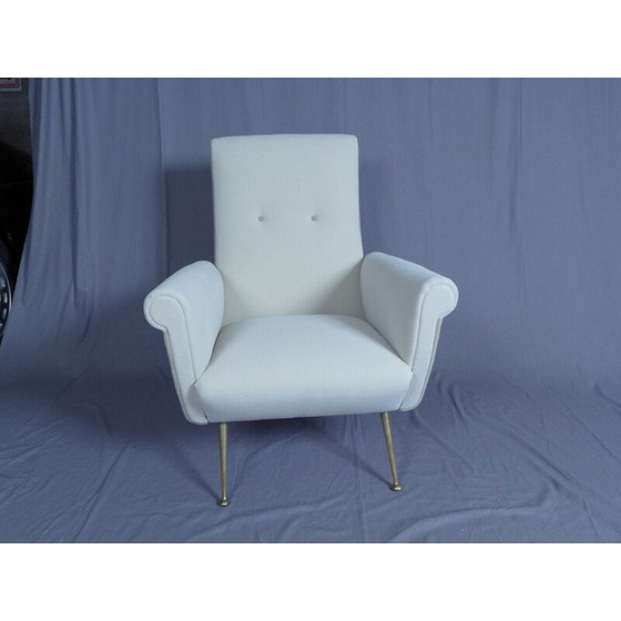 Image 1 of Pair of beige fabric Italian armchairs