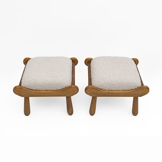 Image 1 of Pair Of Philip Arctander Style Mid-Century Modern Beech Stool, 1960S