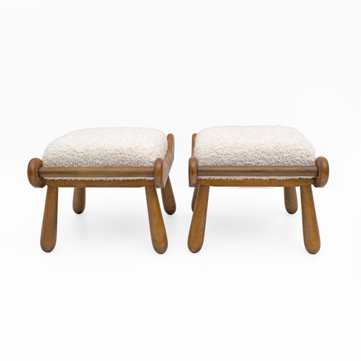 Pair Of Philip Arctander Style Mid-Century Modern Beech Stool, 1960S