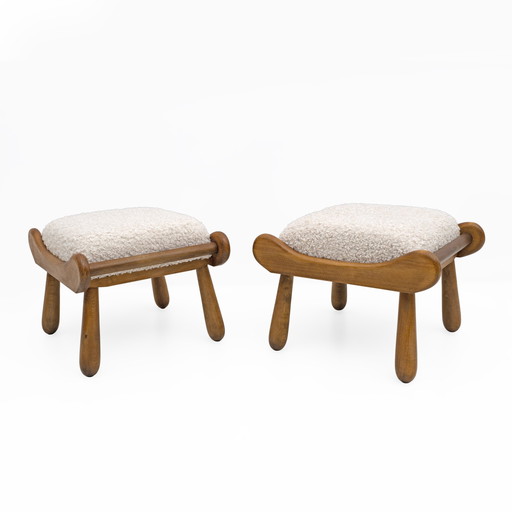 Pair Of Philip Arctander Style Mid-Century Modern Beech Stool, 1960S