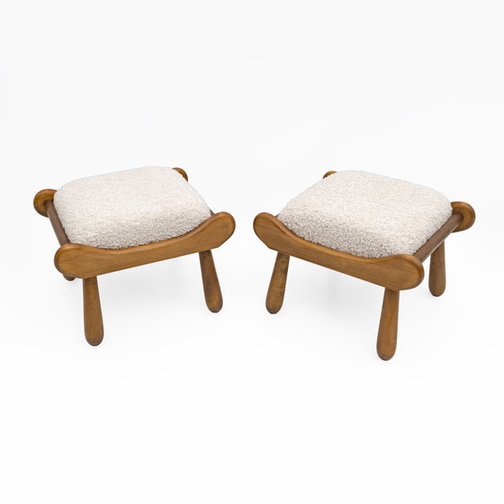 Image 1 of Pair Of Philip Arctander Style Mid-Century Modern Beech Stool, 1960S