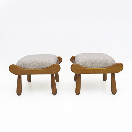 Image 1 of Pair Of Philip Arctander Style Mid-Century Modern Beech Stool, 1960S