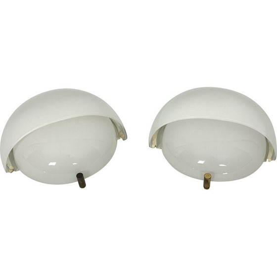 Image 1 of Pair of vintage Mania wall lamp in Murano glass and brass by Vico Magistretti for Artemide, Italy 1960