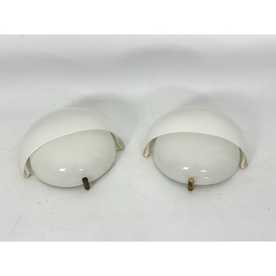 Image 1 of Pair of vintage Mania wall lamp in Murano glass and brass by Vico Magistretti for Artemide, Italy 1960