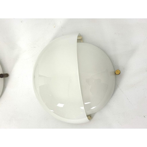Pair of vintage Mania wall lamp in Murano glass and brass by Vico Magistretti for Artemide, Italy 1960