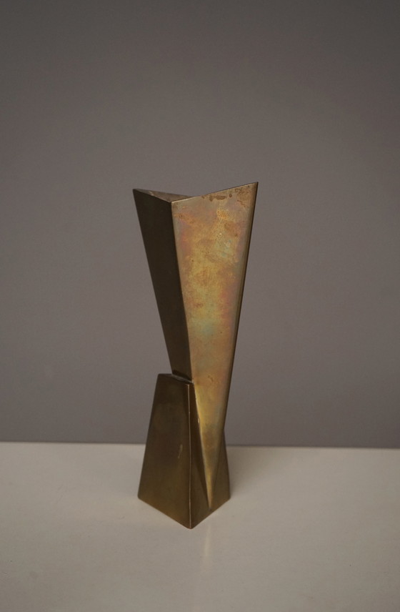 Image 1 of Art Deco Cubist Metal Vases attributed to WMF, 1930s