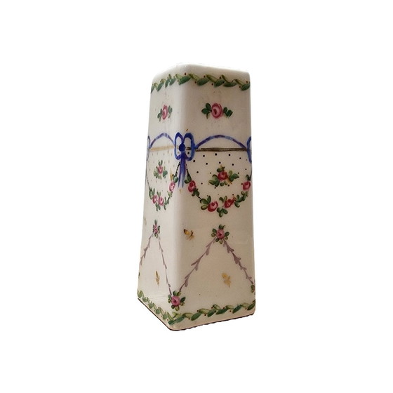 Image 1 of Antique Square Porcelain Vase, Late 19th Century