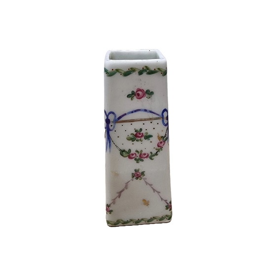 Image 1 of Antique Square Porcelain Vase, Late 19th Century