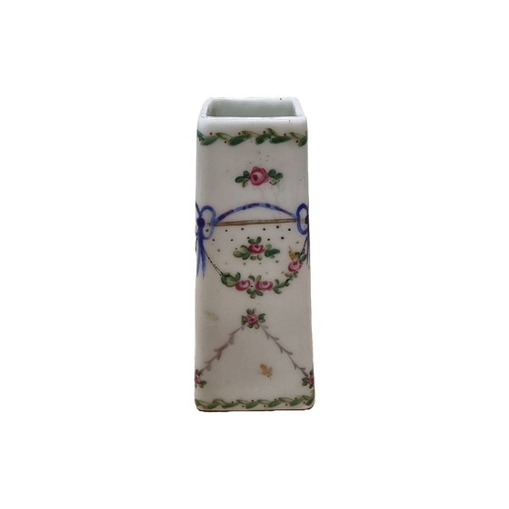 Image 1 of Antique Square Porcelain Vase, Late 19th Century