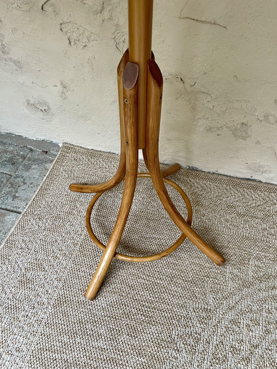 Image 1 of Boho Standing Coat Stand Wood And Braided Rattan H: 182Cm