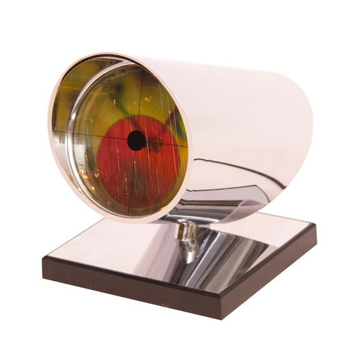 Vintage multicolor metal clock, Japan 1980