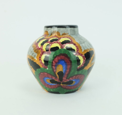 Small 1920S Vase Decor 'Gobelin' Eva Zeisel Schramberg Majolika