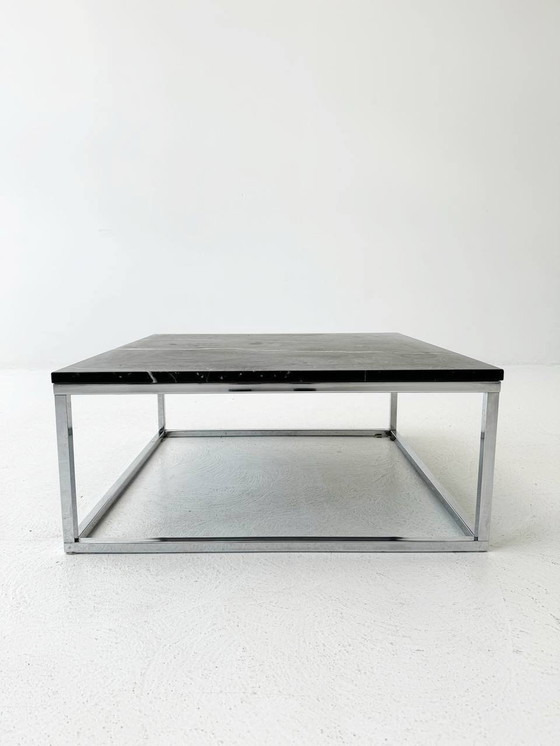 Image 1 of Coffee table with marble Marquina top & chrome steel frame