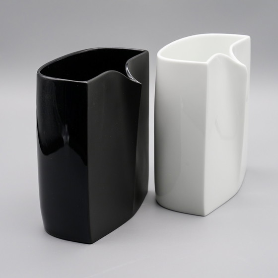 Image 1 of Rare Rosenthal Porcelaine Sculpture Vase DUO By Wolf Karnagel 60s OWL / Eule B&WW