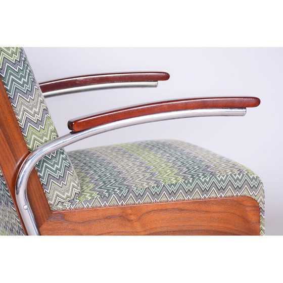 Image 1 of Vintage Art Deco armchair in beech and chrome steel, Czechoslovakia 1930