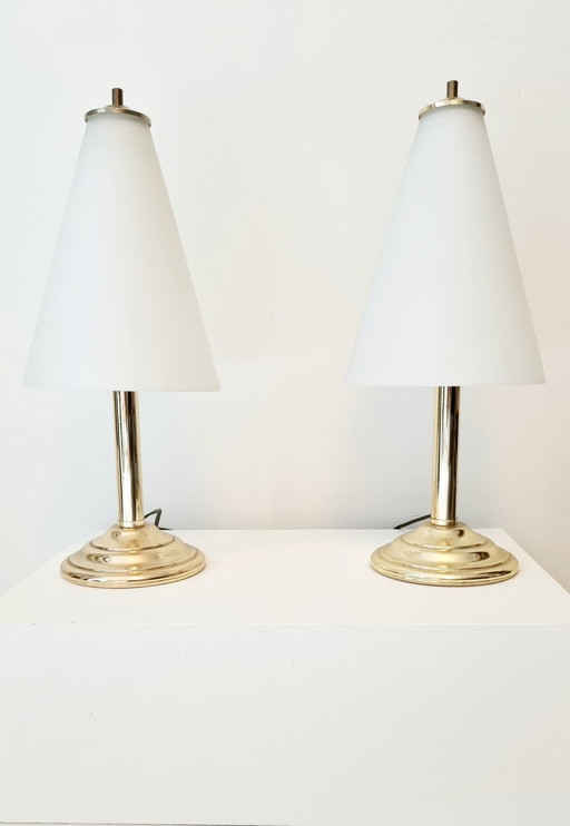 2x Lakro table lamps frosted glass