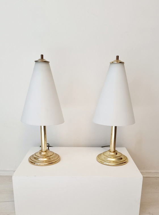 Image 1 of 2x Lakro table lamps frosted glass