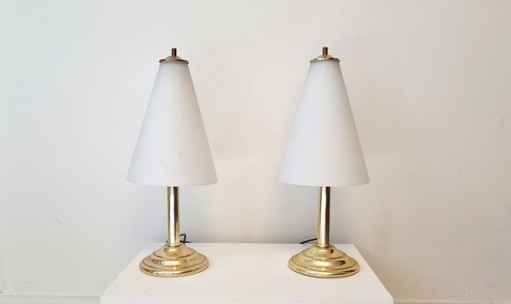 Image 1 of 2x Lakro table lamps frosted glass