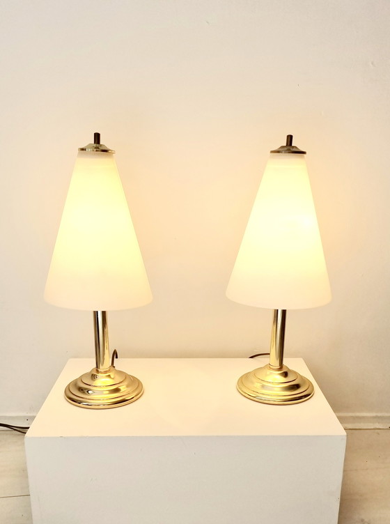 Image 1 of 2x Lakro table lamps frosted glass