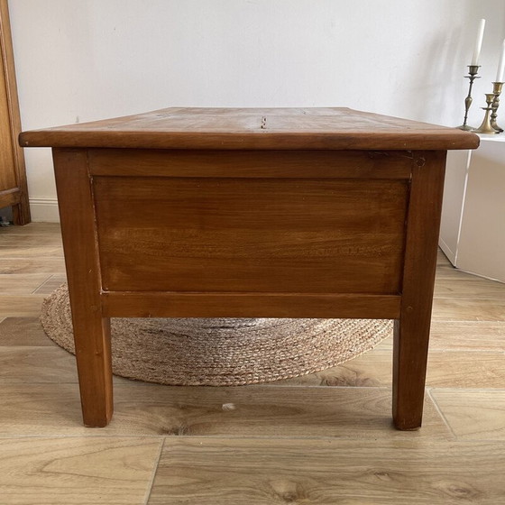 Image 1 of Vintage solid wood coffee table with 2 drawers (Farmhouse)