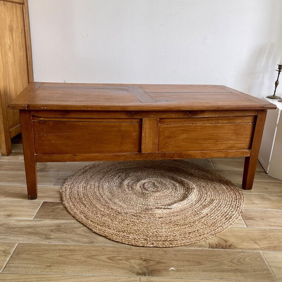 Image 1 of Vintage solid wood coffee table with 2 drawers (Farmhouse)