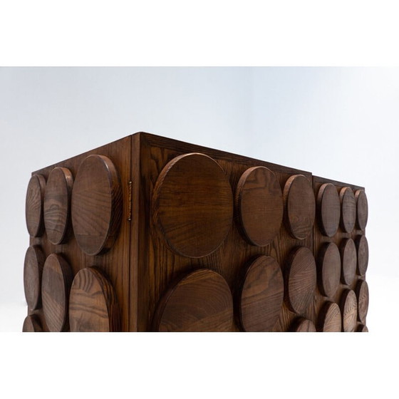 Image 1 of Cassapanca vintage a 3 ante in legno e ottone, Italia