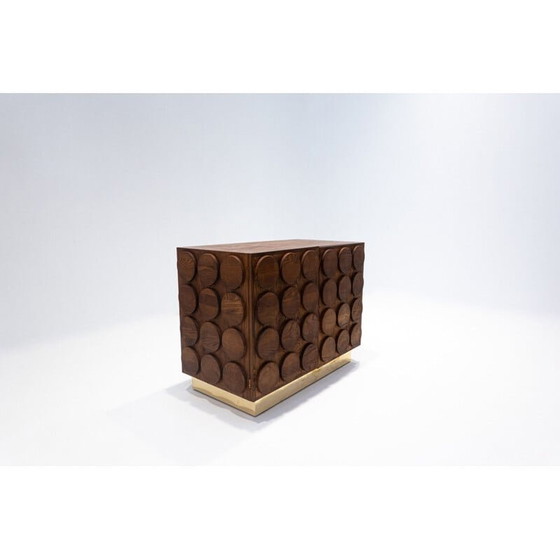 Image 1 of Cassapanca vintage a 3 ante in legno e ottone, Italia