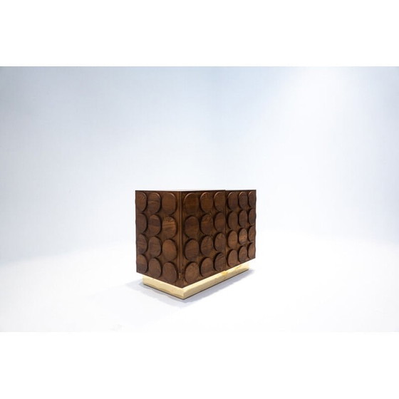 Image 1 of Cassapanca vintage a 3 ante in legno e ottone, Italia