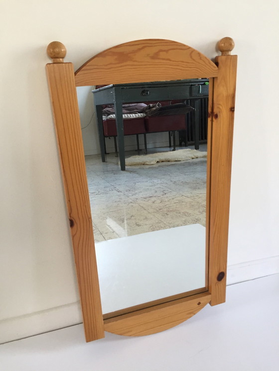 Image 1 of Large 70s/80s Solid Wood Mirror