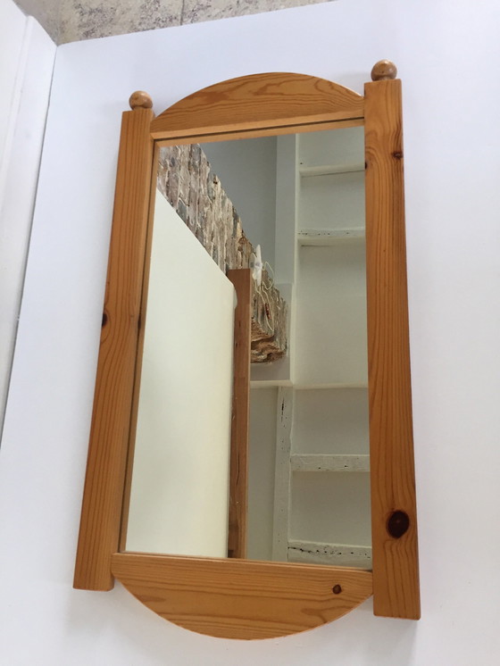 Image 1 of Large 70s/80s Solid Wood Mirror