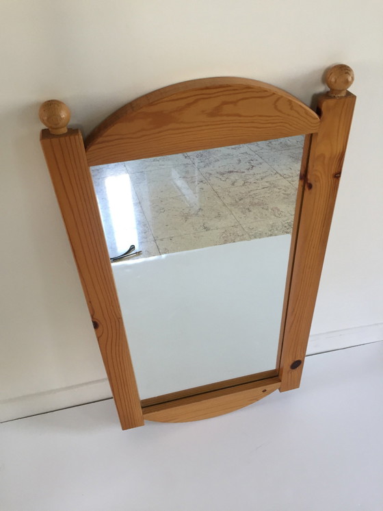 Image 1 of Large 70s/80s Solid Wood Mirror