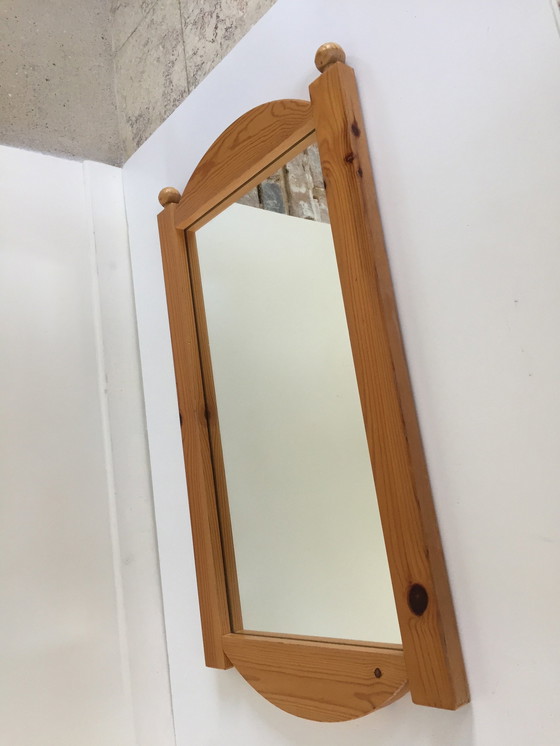 Image 1 of Large 70s/80s Solid Wood Mirror