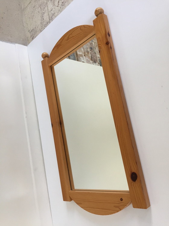 Image 1 of Large 70s/80s Solid Wood Mirror